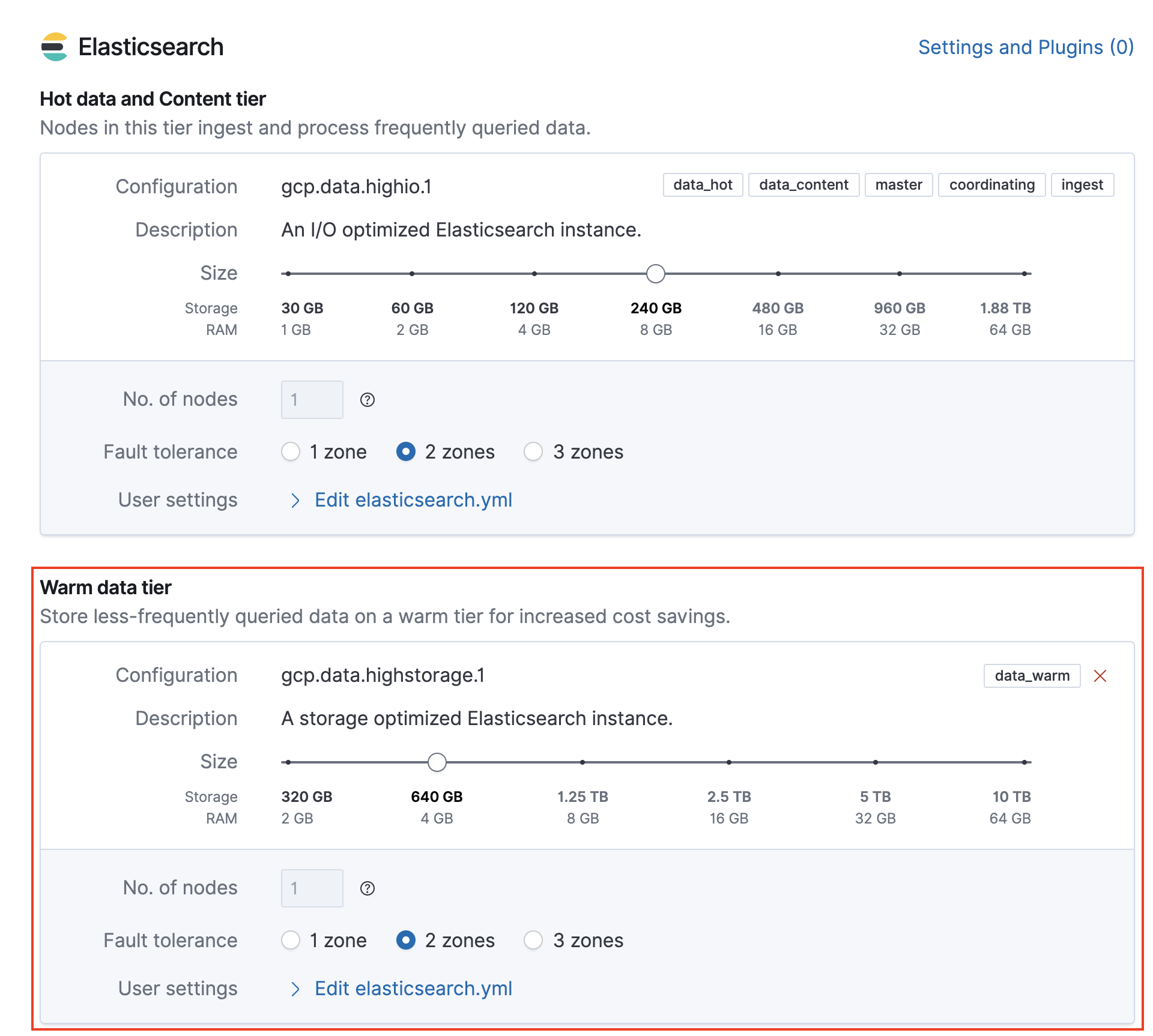 Elastic Cloud Warm Tier