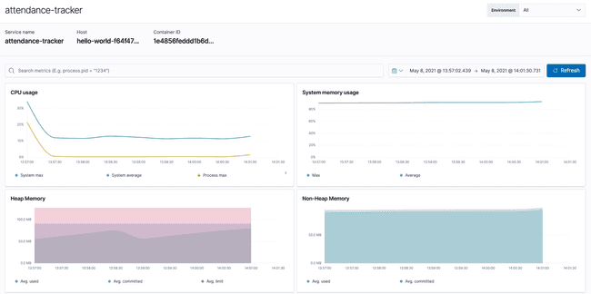 Elastic Cloud APM JVM Stats